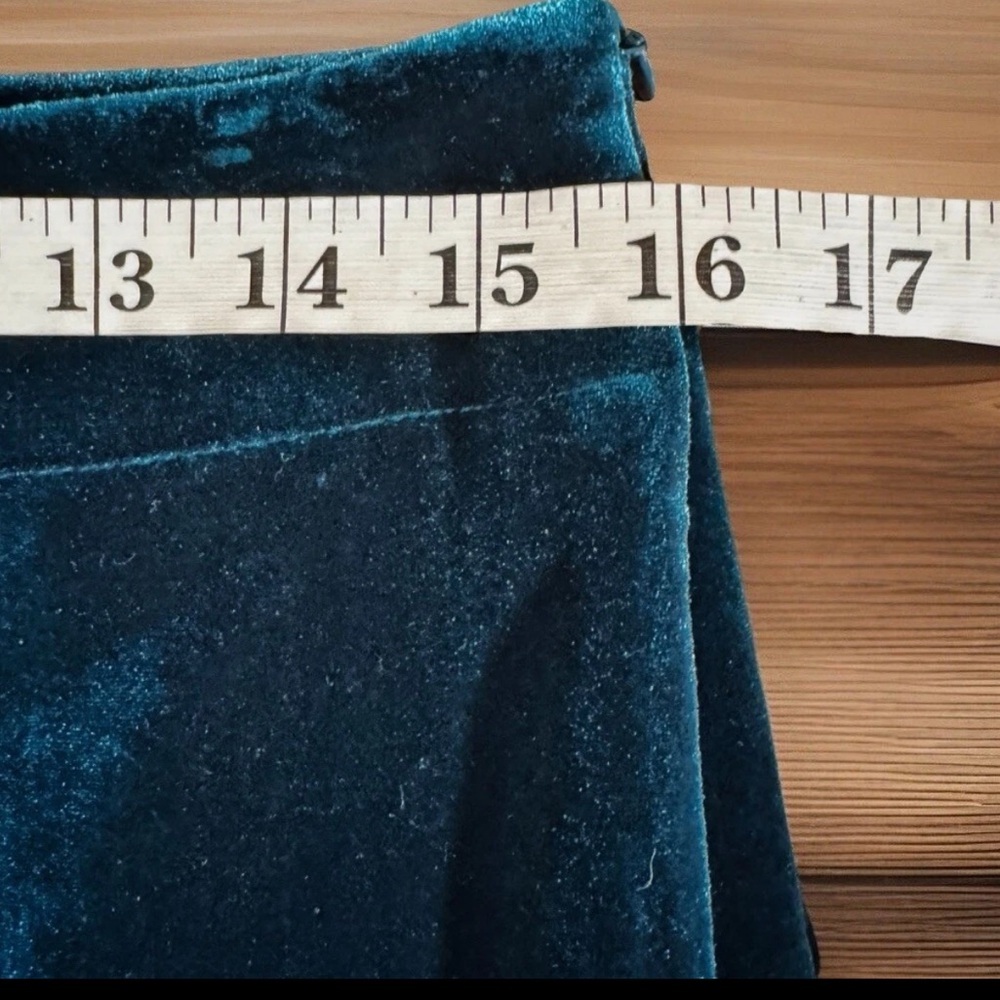IRIS SETLAKWE Pants Womens Size 4 Turquoise Velvet Lined Straight Leg Side Zip - Picture 9 of 11